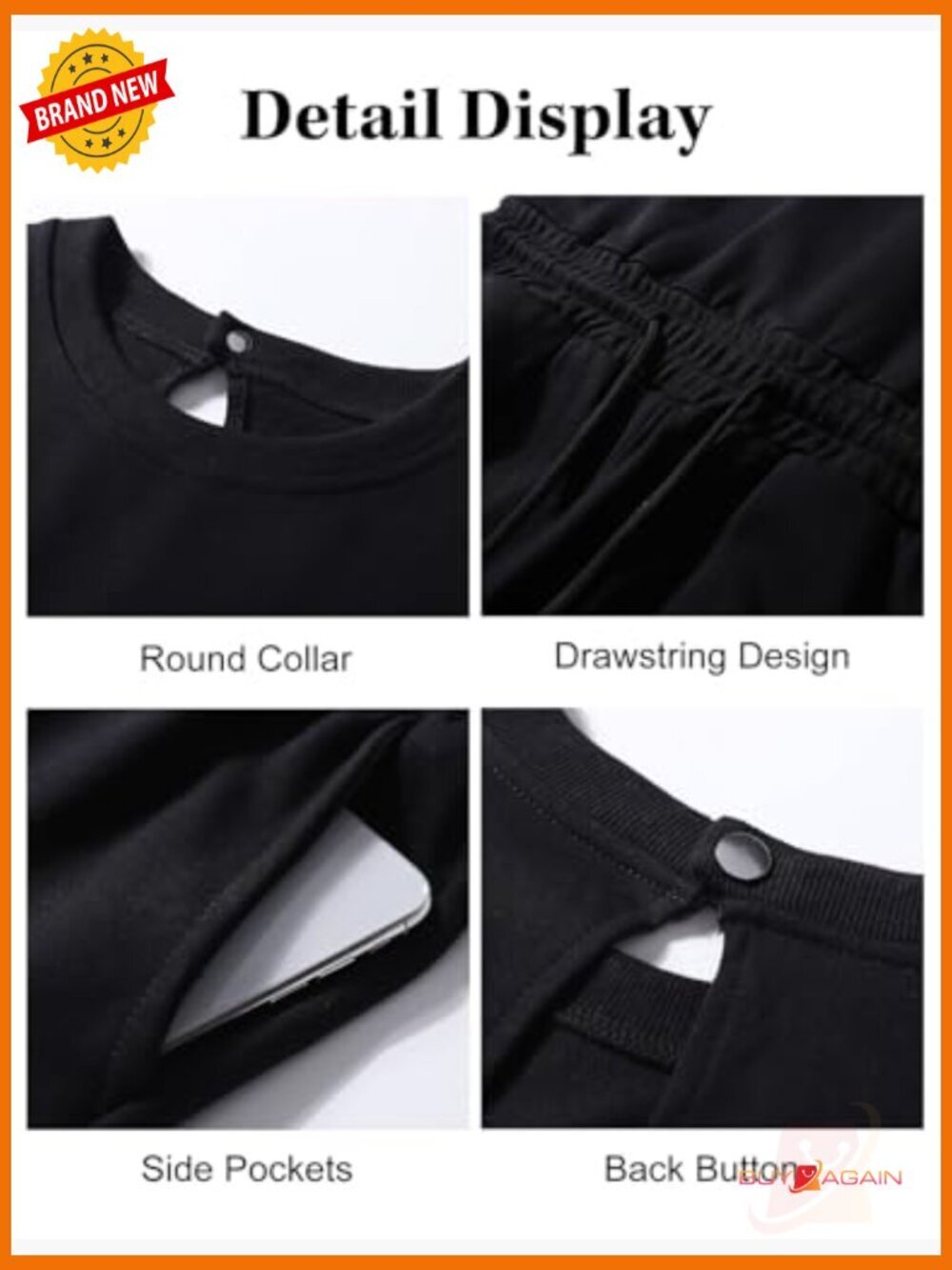 Casual Cap Sleeve Drawstring Jumpsuit Romper with Pockets - Picture 5 of 7